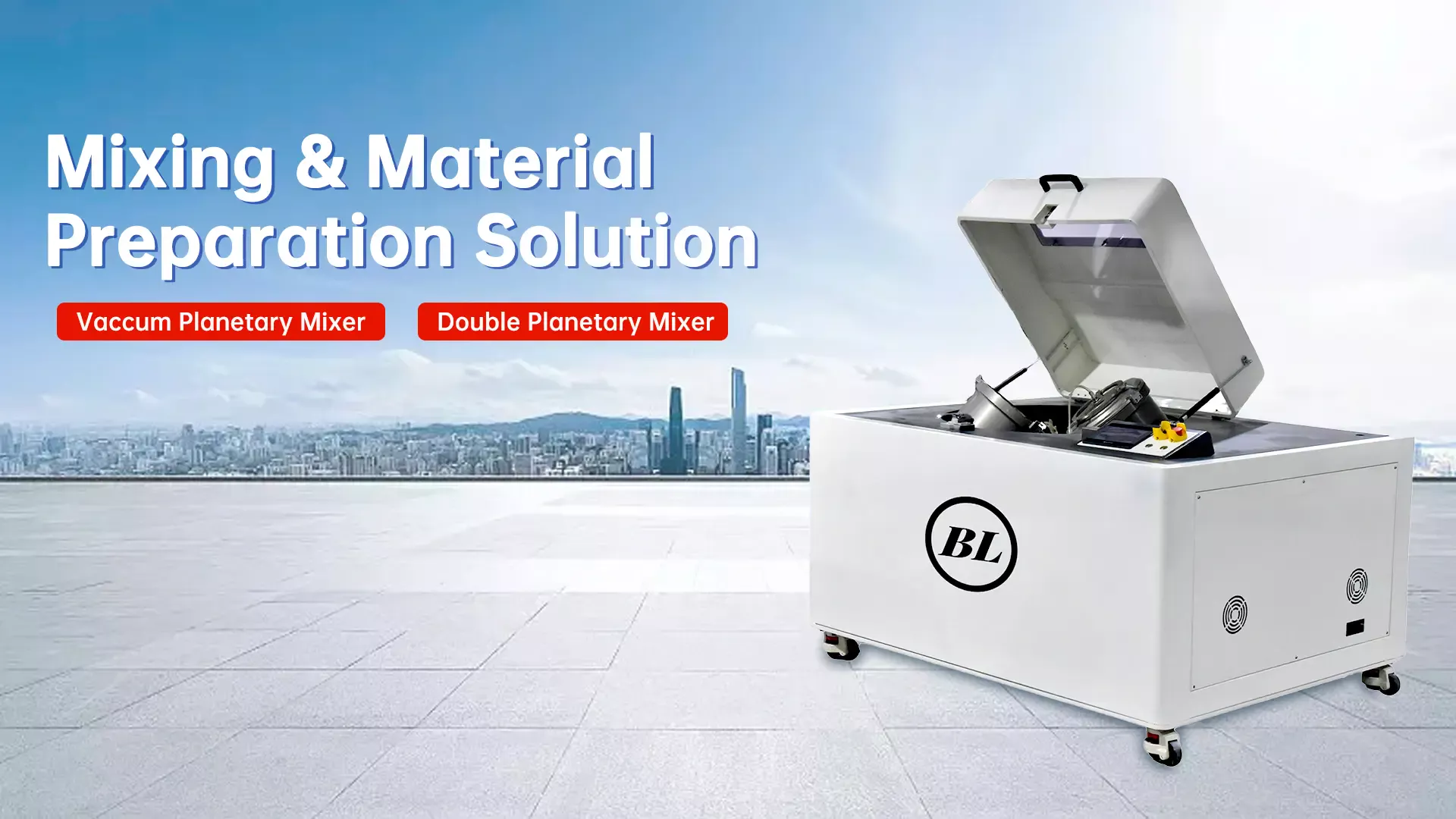 Industrial vacuum mixer for high viscosity materials