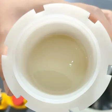 After degassing epoxy resin adhesive by using planetary vacuum degassing mixer