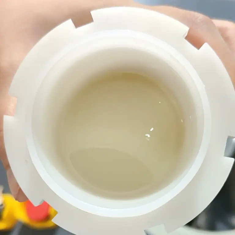 After degassing epoxy resin adhesive by using planetary vacuum degassing mixer