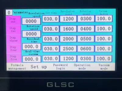 The system allows adjustable mixing sped , vacuum degree and mixing time