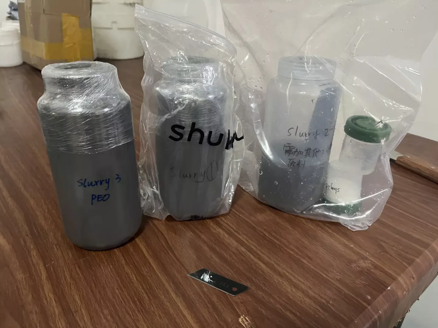 the slurries before mixing